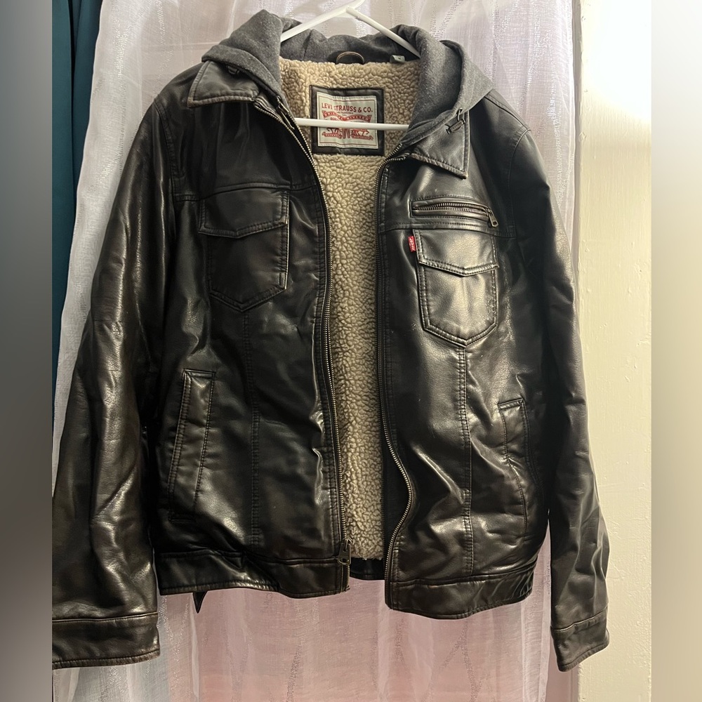 Men’s Levi’s Faux Leather Sherpa-Lined Hoodie Jacket